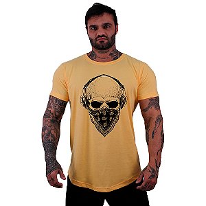 Camiseta Longline Manga Curta MXD Conceito Caveira Com Bandana