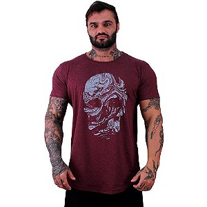 Camiseta Longline Masculina Manga Curta MXD Conceito Caveira Liquida