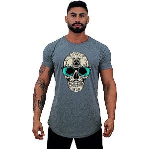 Camiseta Longline Masculina Manga Curta MXD Conceito Caveira Popstar
