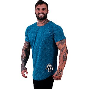 Camiseta Longline Masculina MXD Conceito Estampa Lateral Bodybuldier Halteres