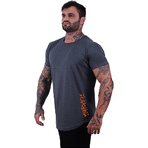 Camiseta Longline Masculina MXD Conceito Estampa Lateral Hardcore Pincel Vertical