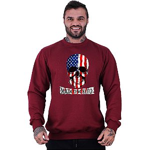 Blusa Moletom Basic Masculina MXD Conceito Sem Touca Caveira Americana