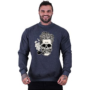 Blusa Moletom Basic Masculina MXD Conceito Sem Touca Caveira Cachimbo