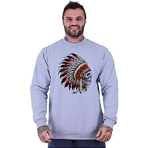 Blusa Moletom Basic Masculina MXD Conceito Sem Touca Caveira Cocar