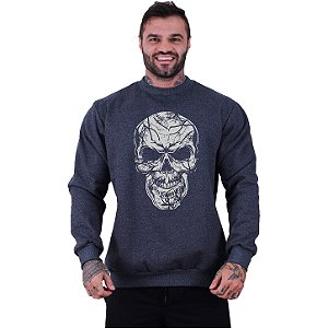 Blusa Moletom Basic Masculina MXD Conceito Sem Touca Caveira Estilhaço