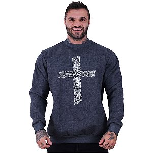 Blusa Moletom Basic Masculina MXD Conceito Sem Touca Crucifixo Motivacional