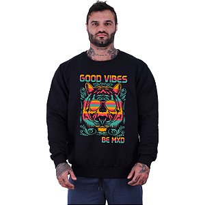 Blusa Moletom Basic Masculina MXD Conceito Sem Touca Tigre Good Vibes