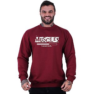 Blusa Moletom Basic Masculina MXD Conceito Sem Touca Muscles Please Wait