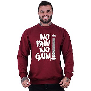 Blusa Moletom Basic Masculina MXD Conceito Sem Touca No Pain No Gain 100%