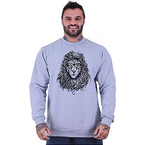 Blusa Moletom Basic Masculina MXD Conceito Sem Touca Yellow Eyes Lion