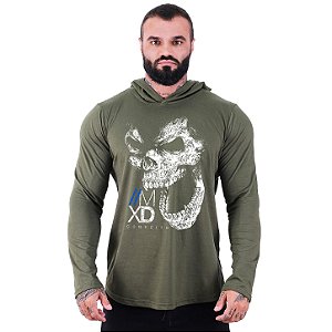Camiseta Manga Longa Longline Com Touca MXD Conceito Skull Monkey