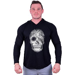 Camiseta Manga Longa Longline Com Touca MXD Conceito Caveira Parque