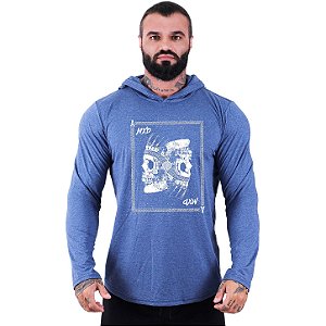 Camiseta Manga Longa Longline Com Touca MXD Conceito Card Skull