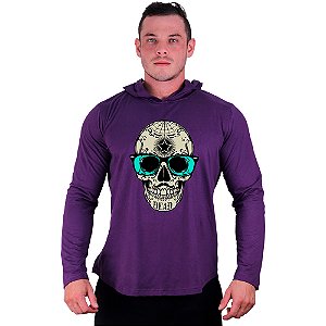 Camiseta Manga Longa Longline Com Touca MXD Conceito Caveira Mexicana
