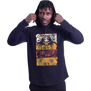 Camiseta Manga Longa Longline Com Touca MXD Conceito Beach MXD