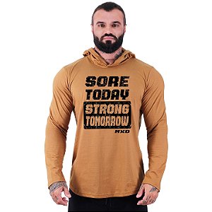 Camiseta Manga Longa Longline Com Touca MXD Conceito Sore Today Strong Tomorrow