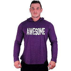 Camiseta Manga Longa Longline Com Touca MXD Conceito Awesome