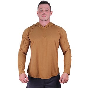 Camiseta Manga Longa Longline Com Touca MXD Conceito Caramelo