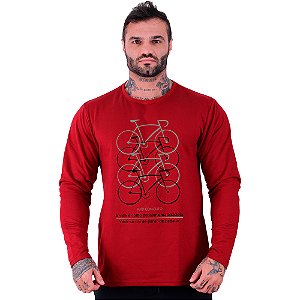 Camiseta Manga Longa Moletinho MXD Conceito MTB A Vida é Como Pedalar uma Bicicleta...