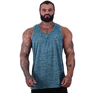 Regata Cavada MXD Conceito Dry Fit 100% Poliéster Rajado Azul Turquesa