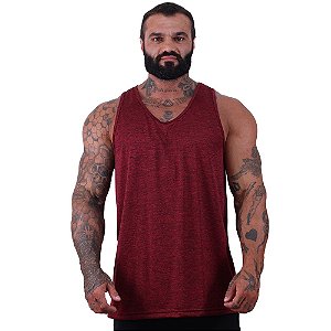 Regata Cavada MXD Conceito Dry Fit 100% Poliéster Rajado Vermelho Escuro