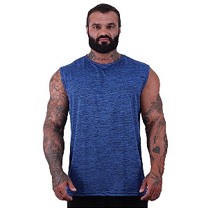 Regata Machão MXD Conceito Dry Fit 100% Poliéster Rajado Azul Escuro