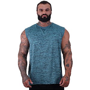 Regata Machão MXD Conceito Dry Fit 100% Poliéster Rajado Azul Turquesa