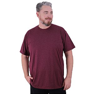 Camiseta Plus Size Tradicional Manga Curta MXD Conceito 50% Algodão 50% Poliéster Mescla Bordo