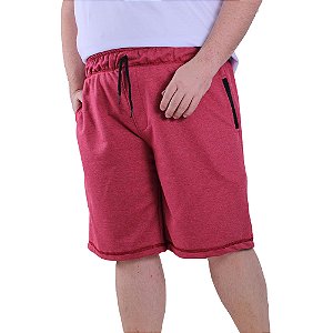 Bermuda Masculina Plus Size Moletom MXD Conceito Vermelho Mescla