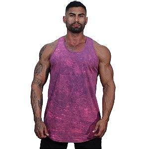 Regata Longline 100% Algodão Masculina MXD Conceito Lavado Estonado em Rolo Rosa