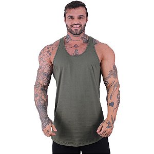 Regata Longline Masculina MXD Conceito 100% Algodão Verde Militar