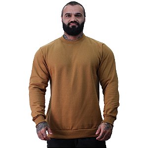 Blusa Moletom Basic Masculina MXD Conceito Sem Touca Marrom Claro