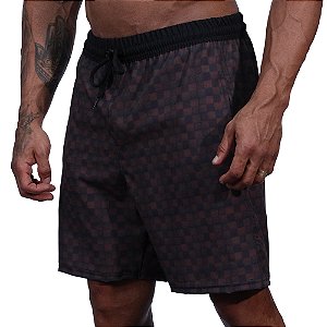 Bermuda em Tactel com Elastano Masculino MXD Conceito 3 Bolsos Xadrez Marrom
