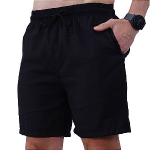 Bermuda em Tactel com Elastano Masculino MXD Conceito Bolso Com Ziper Preto