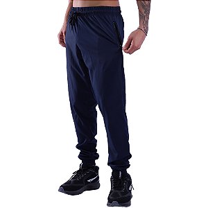 Calça De Tactel Com Elastano MXD Conceito Com Bolso Zíper Azul Marinho