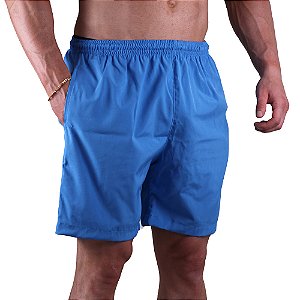 Short Tactel Elastic Masculino MXD Conceito 2 Bolsos Laterais Azul Piscina
