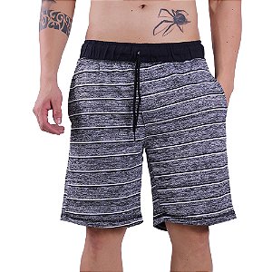 Bermuda Moletom MXD Conceito Chumbo Rajado Gray Listras Brancos