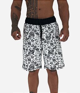 Bermuda Moletom MXD Conceito Roses and Skull White