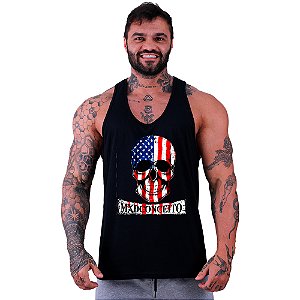 Regata Cavada Masculina MXD Conceito American Skull Caveira EUA