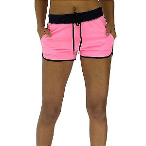 Shortinho Feminino Moletom MXD Conceito Rosa Fluorescente