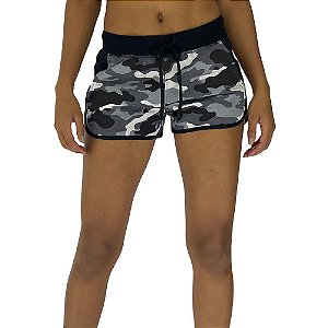 Shortinho Feminino Moletom MXD Conceito Camuflado Cinza