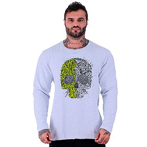 Camiseta Manga Longa Moletinho MXD Conceito Conceito Caveira Matagal Skull