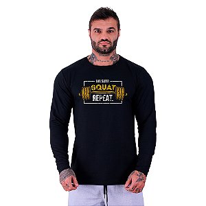 Camiseta Manga Longa Moletinho MXD Conceito Squat Repeat Agache Repita