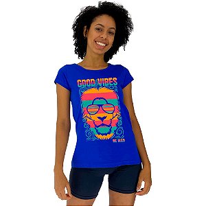 Camiseta Babylook Feminina MXD Conceito Leão Good Vibes