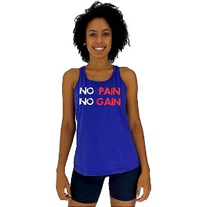 Regata Feminina Recorte Nadador MXD Conceito No Pain No Gain Letreiro