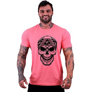 Camiseta Tradicional Masculina Manga Curta MXD Conceito Caveira Com Bandana