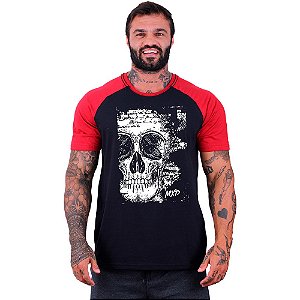 Camiseta Tradicional Masculina Manga Curta MXD Conceito Scribbled Skull Manuscrito