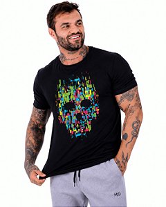 Camiseta Tradicional Manga Curta MXD Conceito Caveira Abstrata