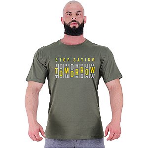 Camiseta Tradicional Masculina Manga Curta MXD Conceito Tomorrow Pare De Dizer Amanhã