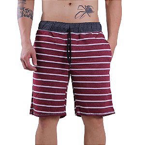 Bermuda Moletinho MXD Conceito Listrado Vermelho e Branco